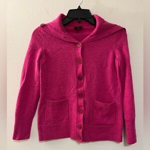 Talbots 100% Merino Wool Pink Collared Button Down Sweater Cardigan